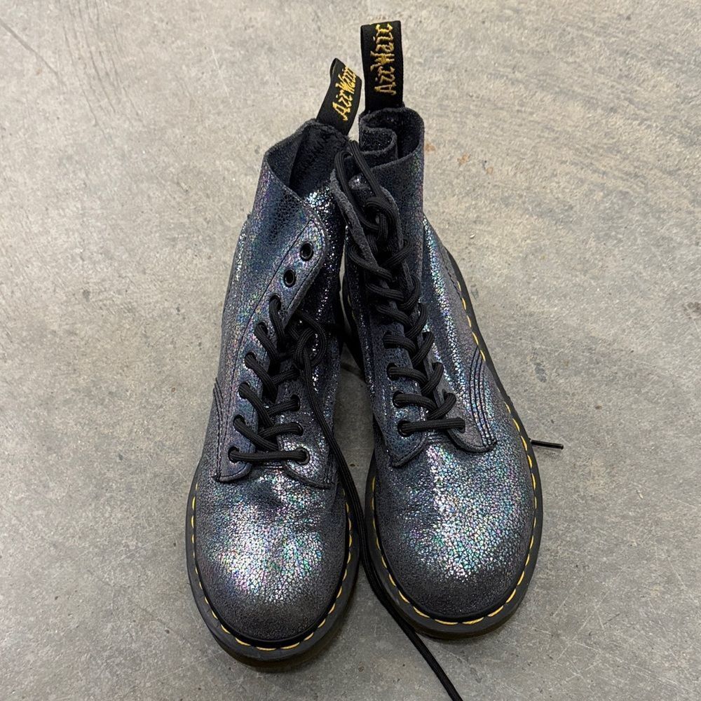 Dr. Martens Glitter Boots - Black and Silver